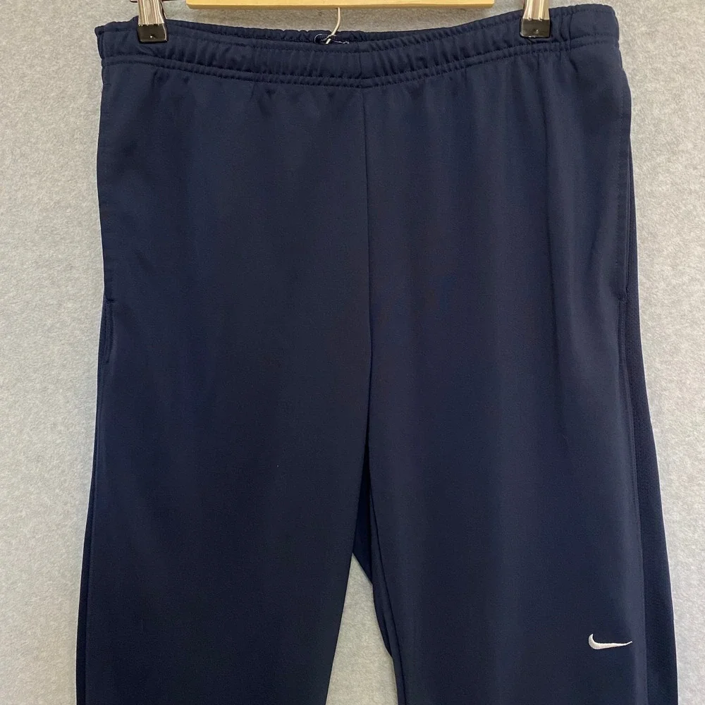 NIKE Men's Medium Navy Blue Performance Track‎ Pants 100% Polyester Drawstring
